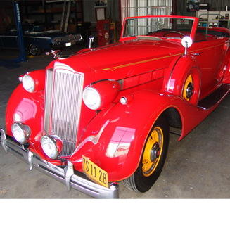 1936 Packard 2dr Convertible, Red