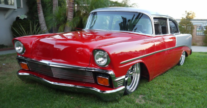 1956 Chevy 210 Sedan, Red and Silver Pearl