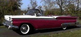 1959 Ford Skyliner Convertible, Red and White